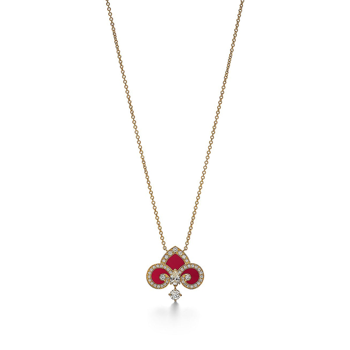 [Ornora Jewelry]FLEUR DE LIS PINK GOLD DIAMOND NECKLACE