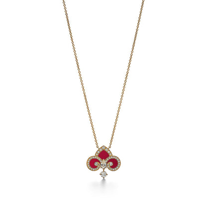 [Ornora Jewelry]FLEUR DE LIS PINK GOLD DIAMOND NECKLACE