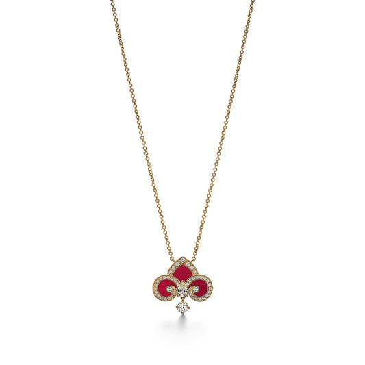 [Ornora Jewelry]FLEUR DE LIS PINK GOLD DIAMOND NECKLACE
