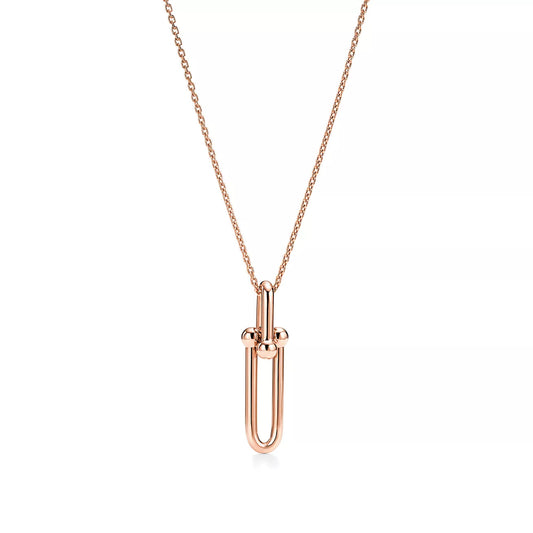 [Ornora Jewelry]HARDWEAR DROP DOUBLE LINK PEDANT NECKLACE