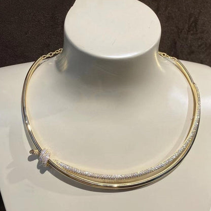 [Ornora Jewelry]KNOT DOUBLE ROW NECKLACE IN YELLOW GOLD WITH DIAMONDS