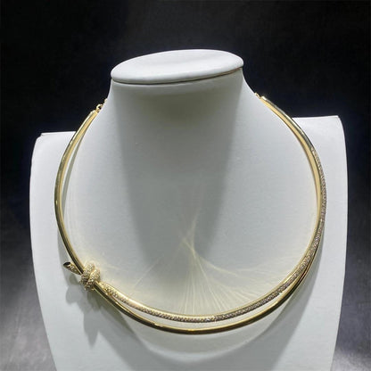 [Ornora Jewelry]KNOT DOUBLE ROW NECKLACE IN YELLOW GOLD WITH DIAMONDS