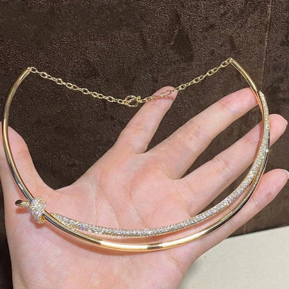 [Ornora Jewelry]KNOT DOUBLE ROW NECKLACE IN YELLOW GOLD WITH DIAMONDS