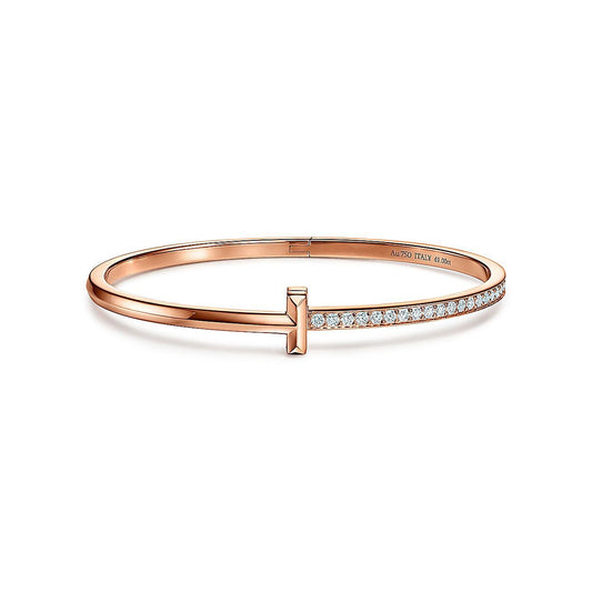 [Ornora Jewelry]NARROW T1 HINGED BANGLE DIAMOND PINK GOLD