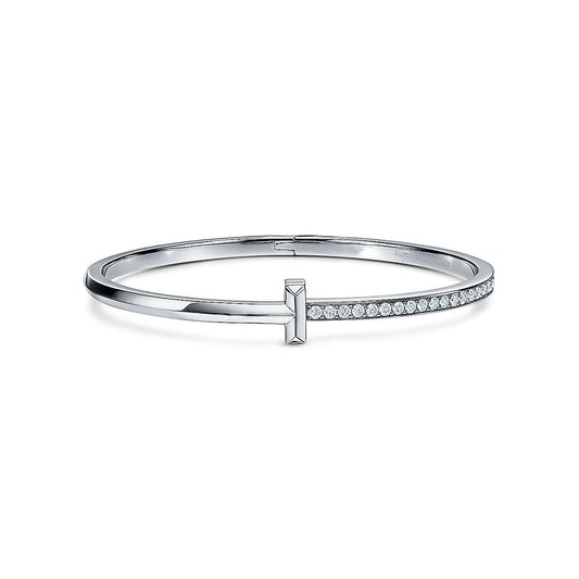 [Ornora Jewelry]NARROW T1 HINGED BANGLE DIAMOND SILVER
