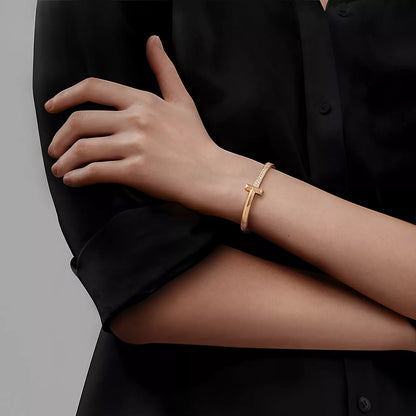 [Ornora Jewelry]T1 WIDE DIAMOND HINGED BANGLE PINK GOLD