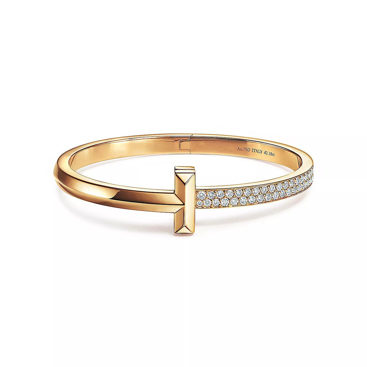 [Ornora Jewelry]T1 WIDE DIAMOND HINGED BANGLE PINK GOLD
