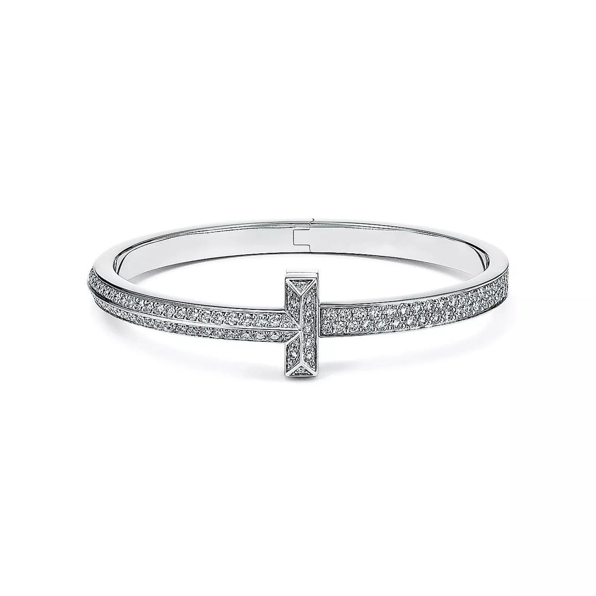 [Ornora Jewelry]WIDE DIAMONDS HINGED BANGLE SILVER