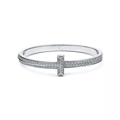 [Ornora Jewelry]WIDE DIAMONDS HINGED BANGLE SILVER