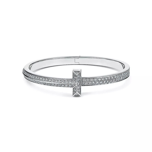 [Ornora Jewelry]WIDE DIAMONDS HINGED BANGLE SILVER