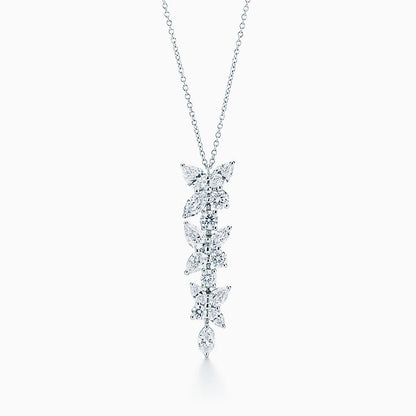 [Ornora Jewelry]MIXED CLUSTER DIAMOND DROP PENDANT
