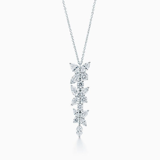 [Ornora Jewelry]MIXED CLUSTER DIAMOND DROP PENDANT