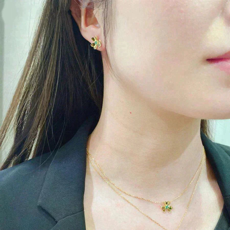 [OrnoraJewelry]FRIVOLE  FLOWER MALACHITE EARRINGS