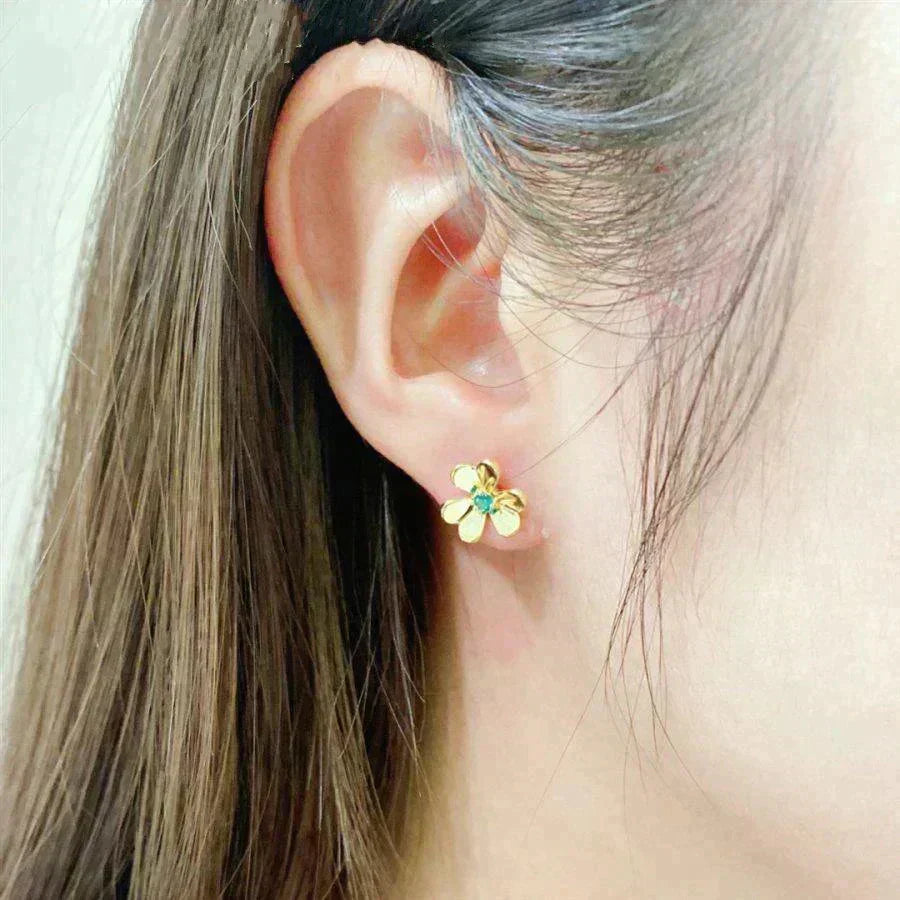 [OrnoraJewelry]FRIVOLE  FLOWER MALACHITE EARRINGS