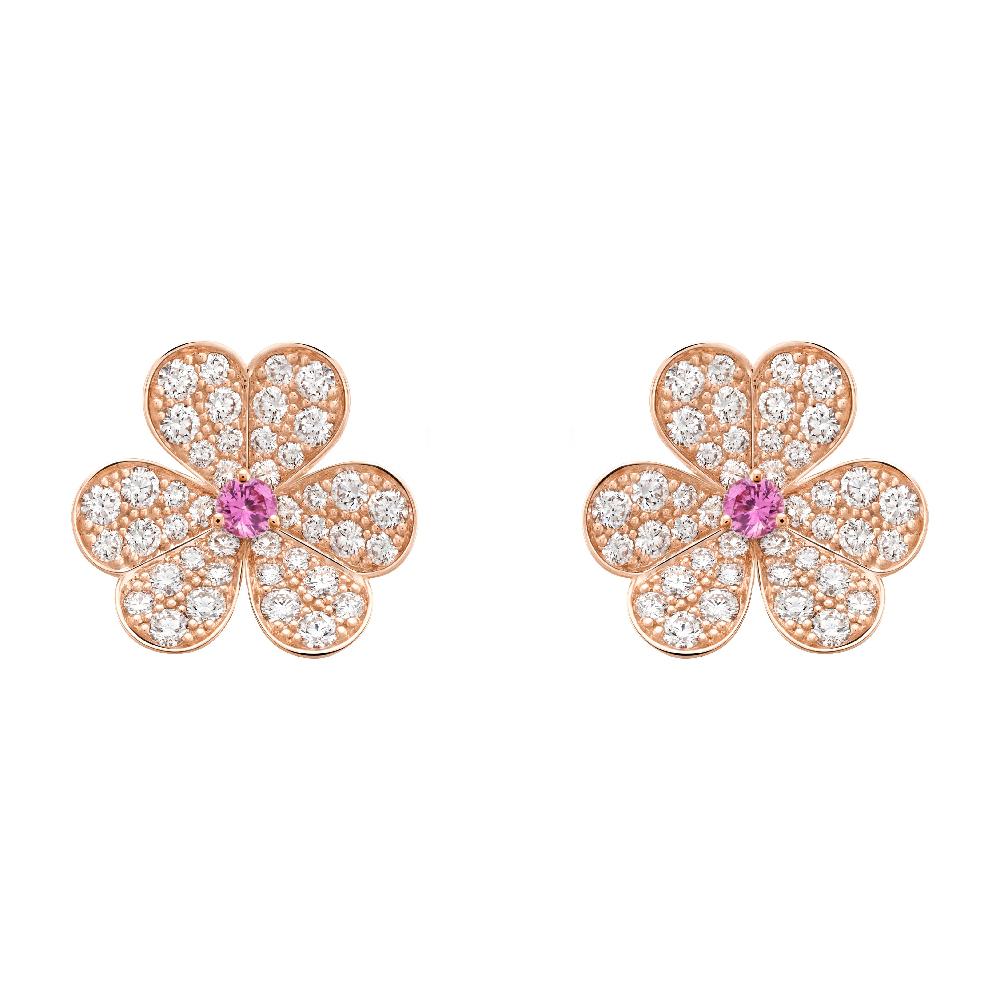 [OrnoraJewelry]FRIVOLE PINK GOLD FLOWER DIAMOND EARRINGS