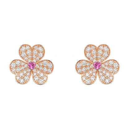 [OrnoraJewelry]FRIVOLE PINK GOLD FLOWER DIAMOND EARRINGS