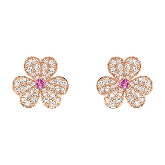 [OrnoraJewelry]FRIVOLE PINK GOLD FLOWER DIAMOND EARRINGS