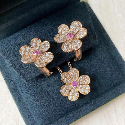 [Ornora Jewelry]FRIVOLE PINK GOLD FLOWER DIAMOND EARRINGS
