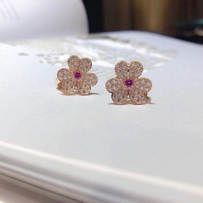 [OrnoraJewelry]FRIVOLE PINK GOLD FLOWER DIAMOND EARRINGS