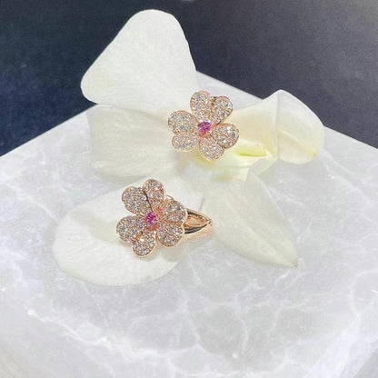 [OrnoraJewelry]FRIVOLE PINK GOLD FLOWER DIAMOND EARRINGS