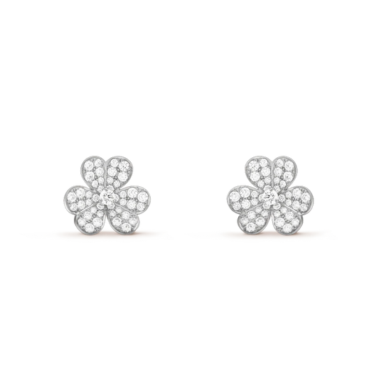 [OrnoraJewelry]FRIVOLE SILVER FLOWER DIAMOND EARRINGS