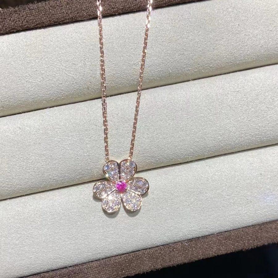 [OrnoraJewelry]FRIVOLE ROSE GOLD FLOWER DIAMOND NECKLACE
