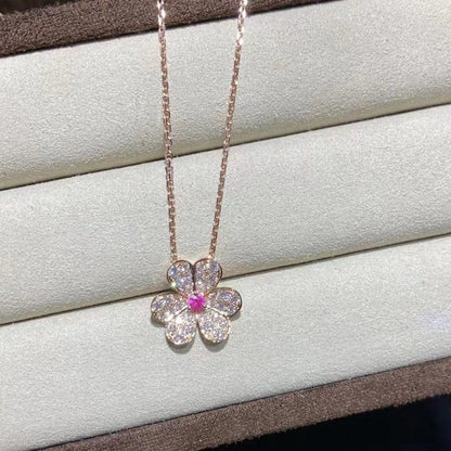 [OrnoraJewelry]FRIVOLE ROSE GOLD FLOWER DIAMOND NECKLACE