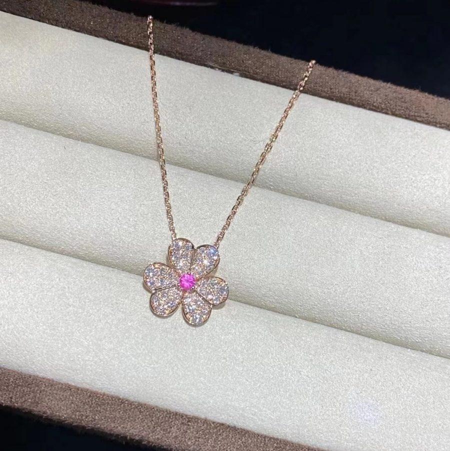 [OrnoraJewelry]FRIVOLE ROSE GOLD FLOWER DIAMOND NECKLACE