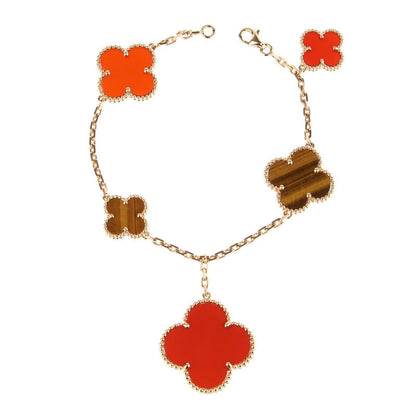 [OrnoraJewelry]CLOVER BRACELET 5 MOTIFS CARNELIAN TIGER EYE