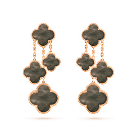 [OrnoraJewelry]CLOVER EARRINGS DARK MOP 4 MOTIFS ROSE GOLD