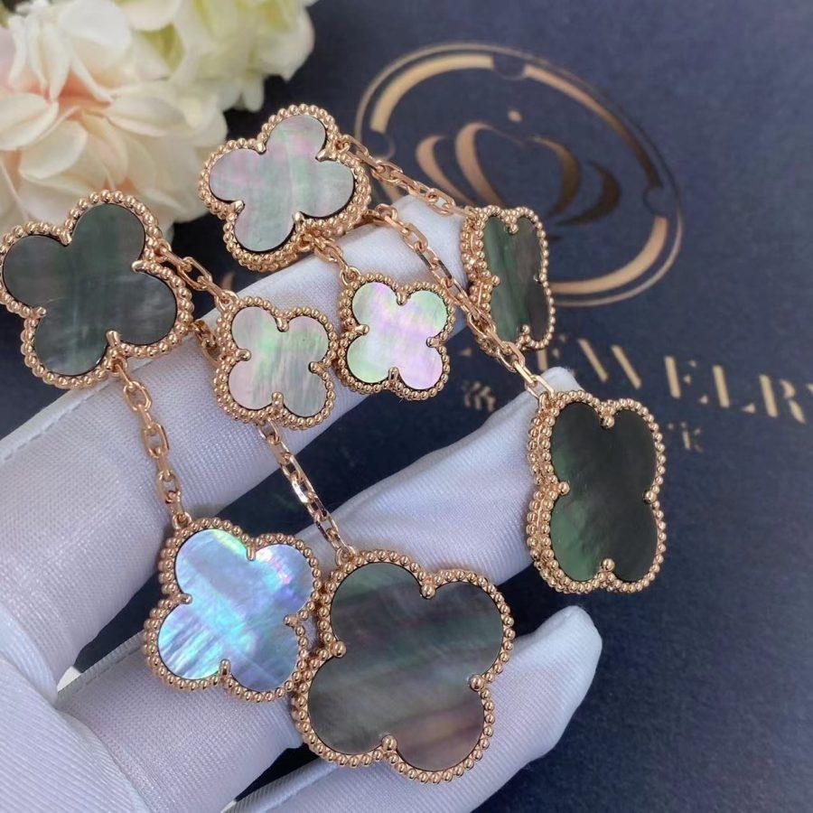 [OrnoraJewelry]CLOVER EARRINGS DARK MOP 4 MOTIFS ROSE GOLD