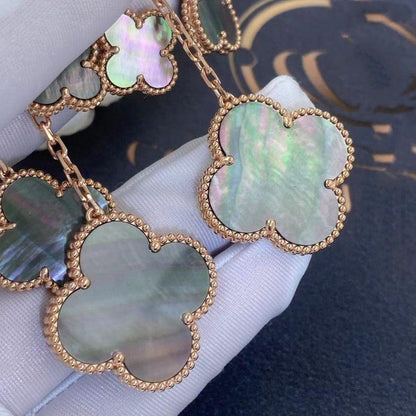 [OrnoraJewelry]CLOVER EARRINGS DARK MOP 4 MOTIFS ROSE GOLD