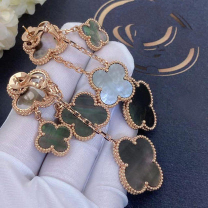 [OrnoraJewelry]CLOVER EARRINGS DARK MOP 4 MOTIFS ROSE GOLD