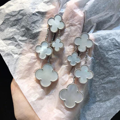 [OrnoraJewelry]CLOVER EARRINGS WHITE MOP 4 MOTIFS SILVER