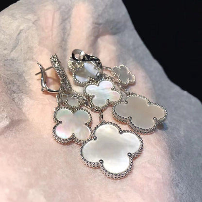 [OrnoraJewelry]CLOVER EARRINGS WHITE MOP 4 MOTIFS SILVER
