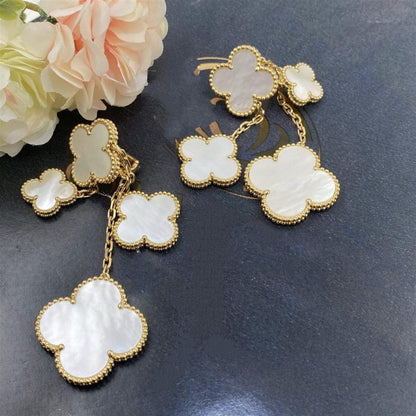 [OrnoraJewelry]CLOVER EARRINGS WHITE MOP 4 MOTIFS GOLD