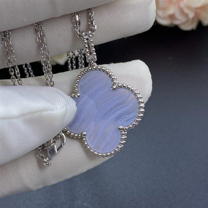 [OrnoraJewelry]CLOVER SILVER CHALCEDONY BIG CLOVER NECKLACE