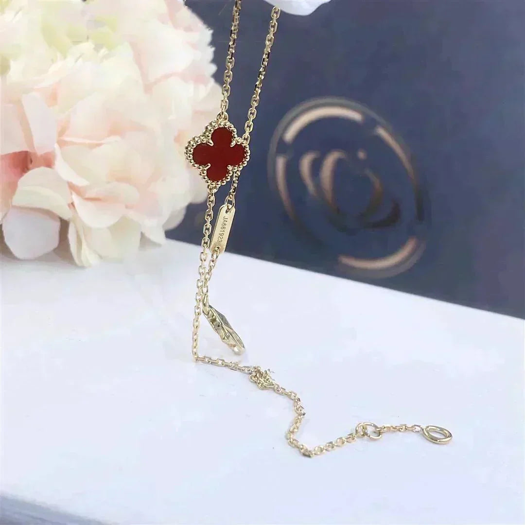 [OrnoraJewelry]CLOVER  CARNELIAN SINGLE FLOWER BRACELET