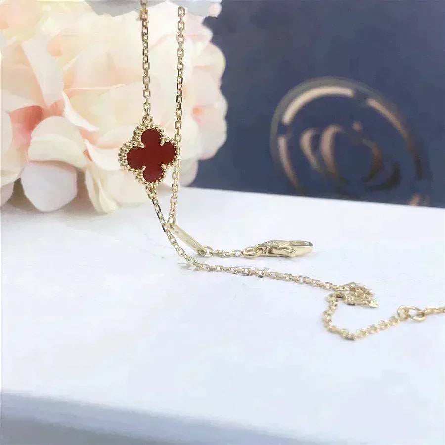 [OrnoraJewelry]CLOVER  CARNELIAN SINGLE FLOWER BRACELET