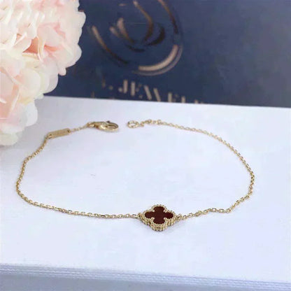 [OrnoraJewelry]CLOVER  CARNELIAN SINGLE FLOWER BRACELET