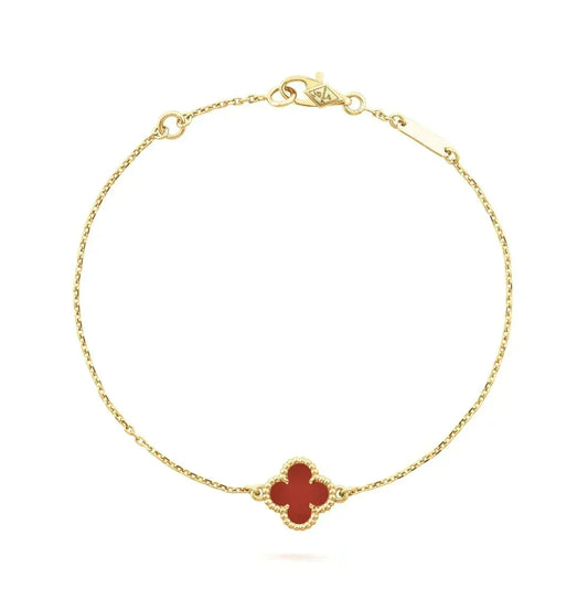 [OrnoraJewelry]CLOVER  CARNELIAN SINGLE FLOWER BRACELET