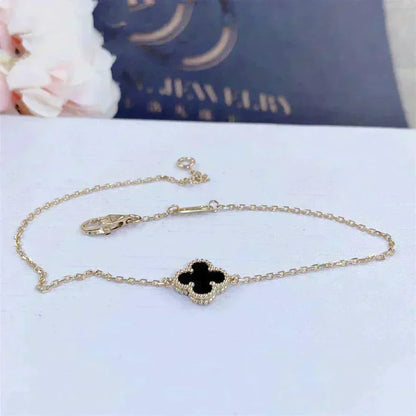 [OrnoraJewelry]CLOVER ONYX SINGLE FLOWER BRACELET
