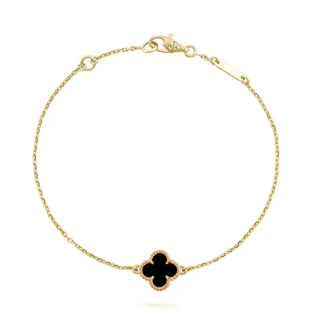 [OrnoraJewelry]CLOVER ONYX SINGLE FLOWER BRACELET