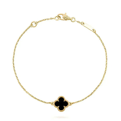 [OrnoraJewelry]CLOVER ONYX SINGLE FLOWER BRACELET