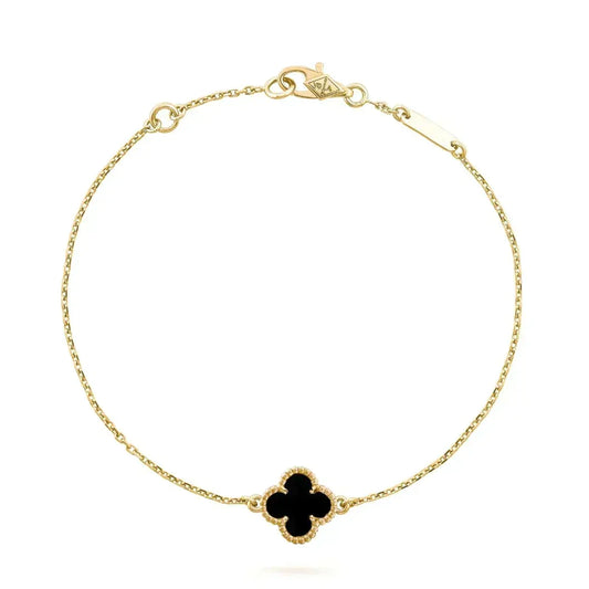 [OrnoraJewelry]CLOVER ONYX SINGLE FLOWER BRACELET