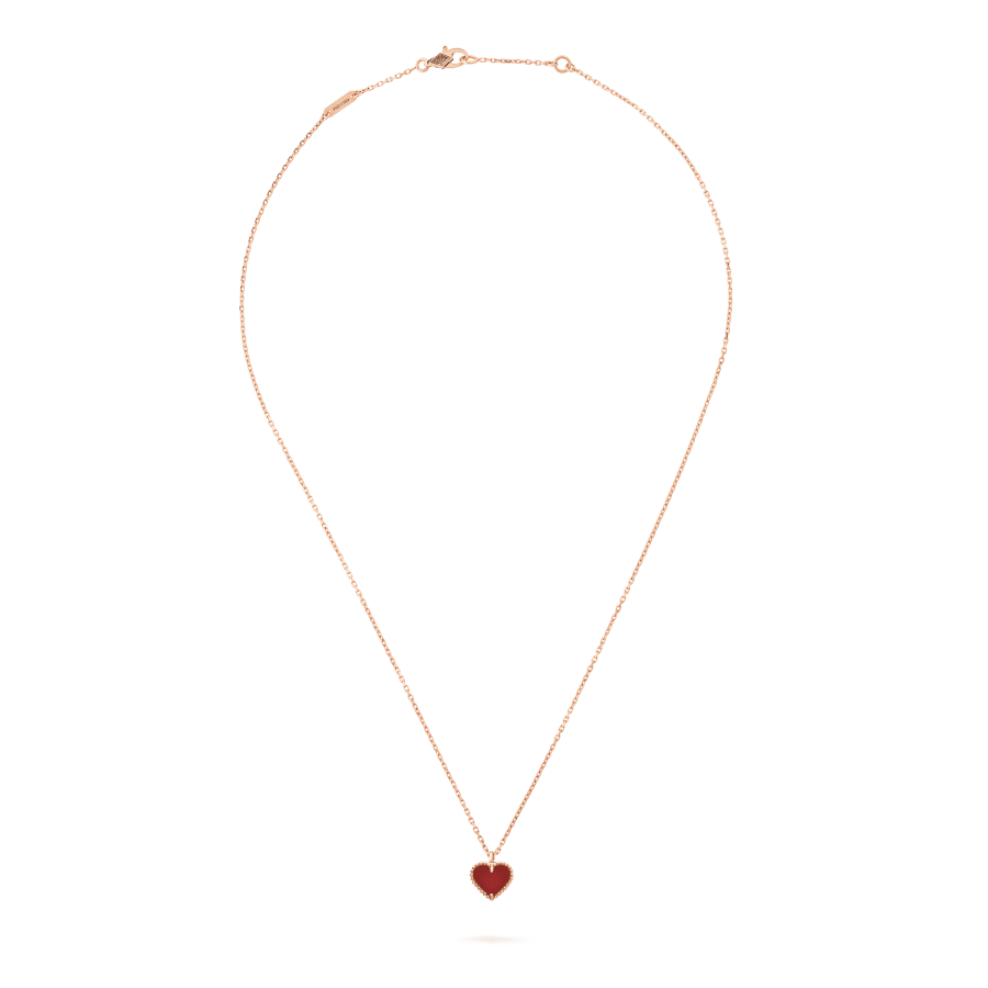 [OrnoraJewelry]SWEET CLOVER CARNELIAN HEART NECKLACE
