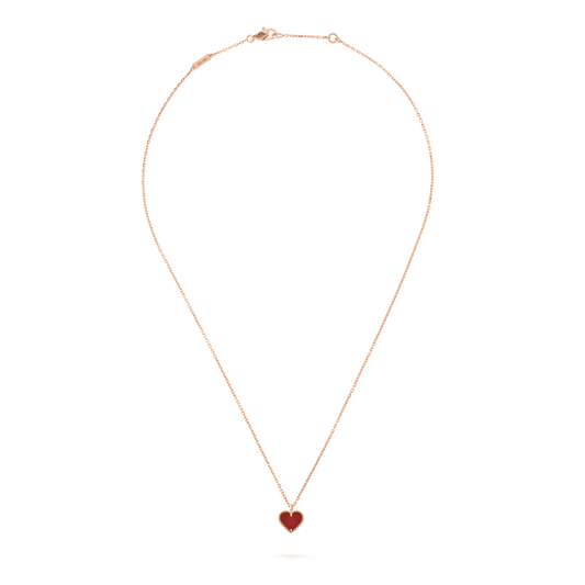 [OrnoraJewelry]SWEET CLOVER CARNELIAN HEART NECKLACE