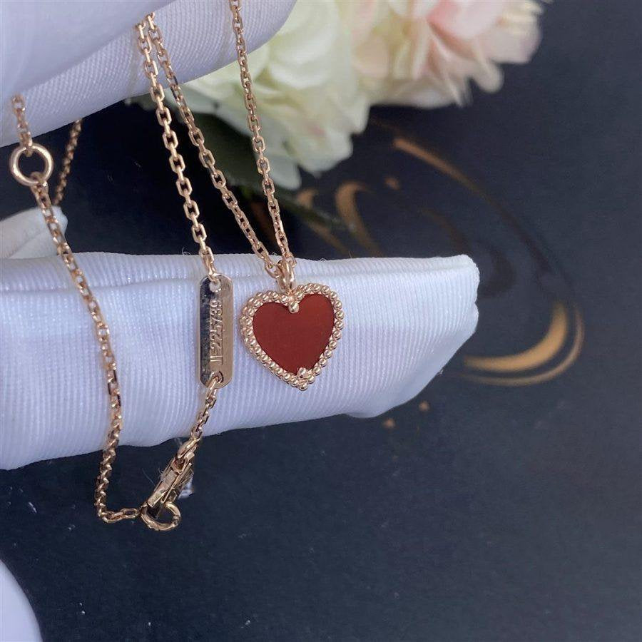 [OrnoraJewelry]SWEET CLOVER CARNELIAN HEART NECKLACE