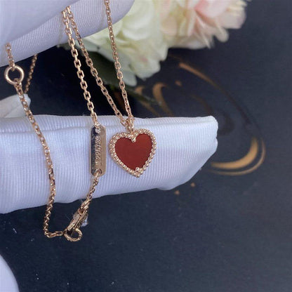 [OrnoraJewelry]SWEET CLOVER CARNELIAN HEART NECKLACE