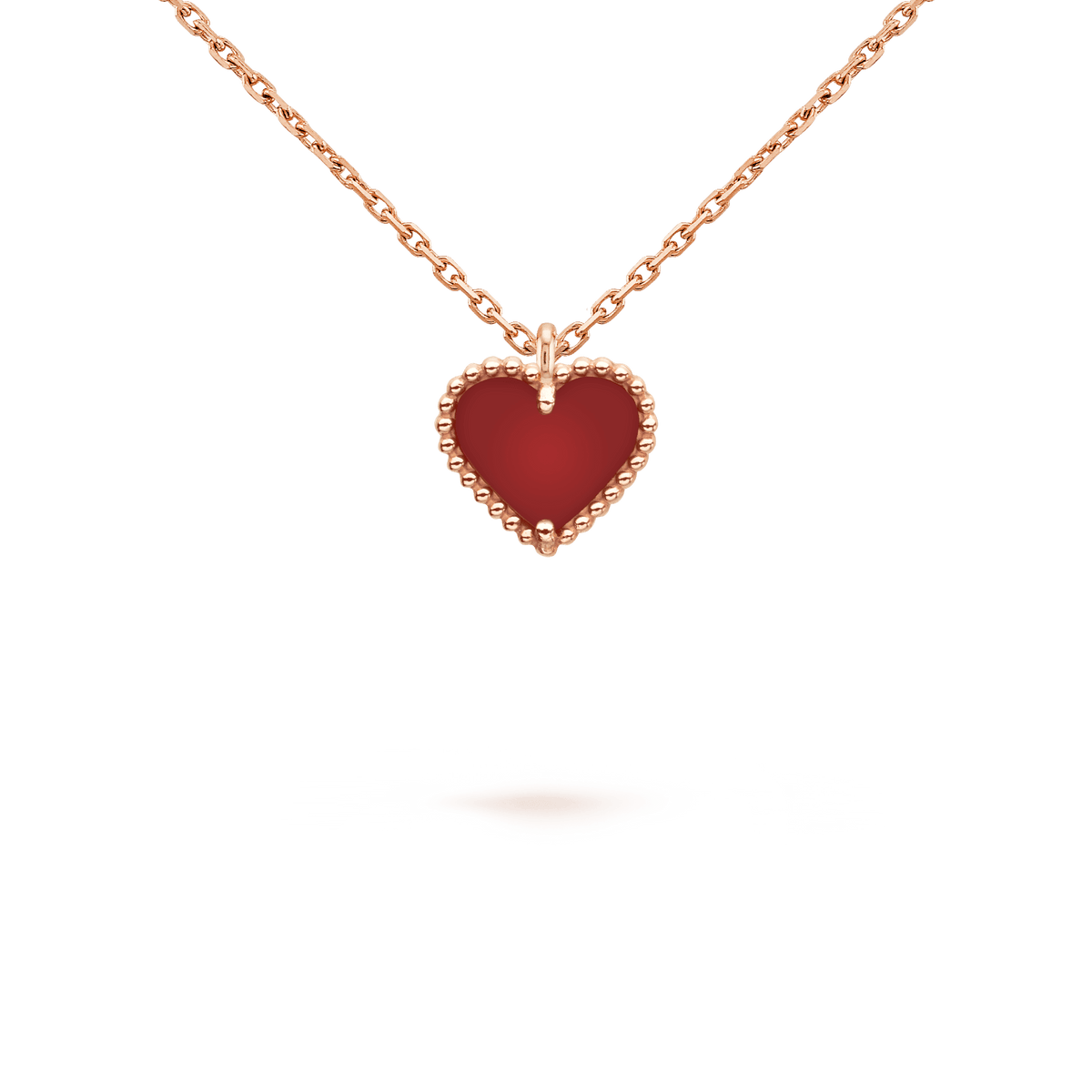 [OrnoraJewelry]SWEET CLOVER CARNELIAN HEART NECKLACE